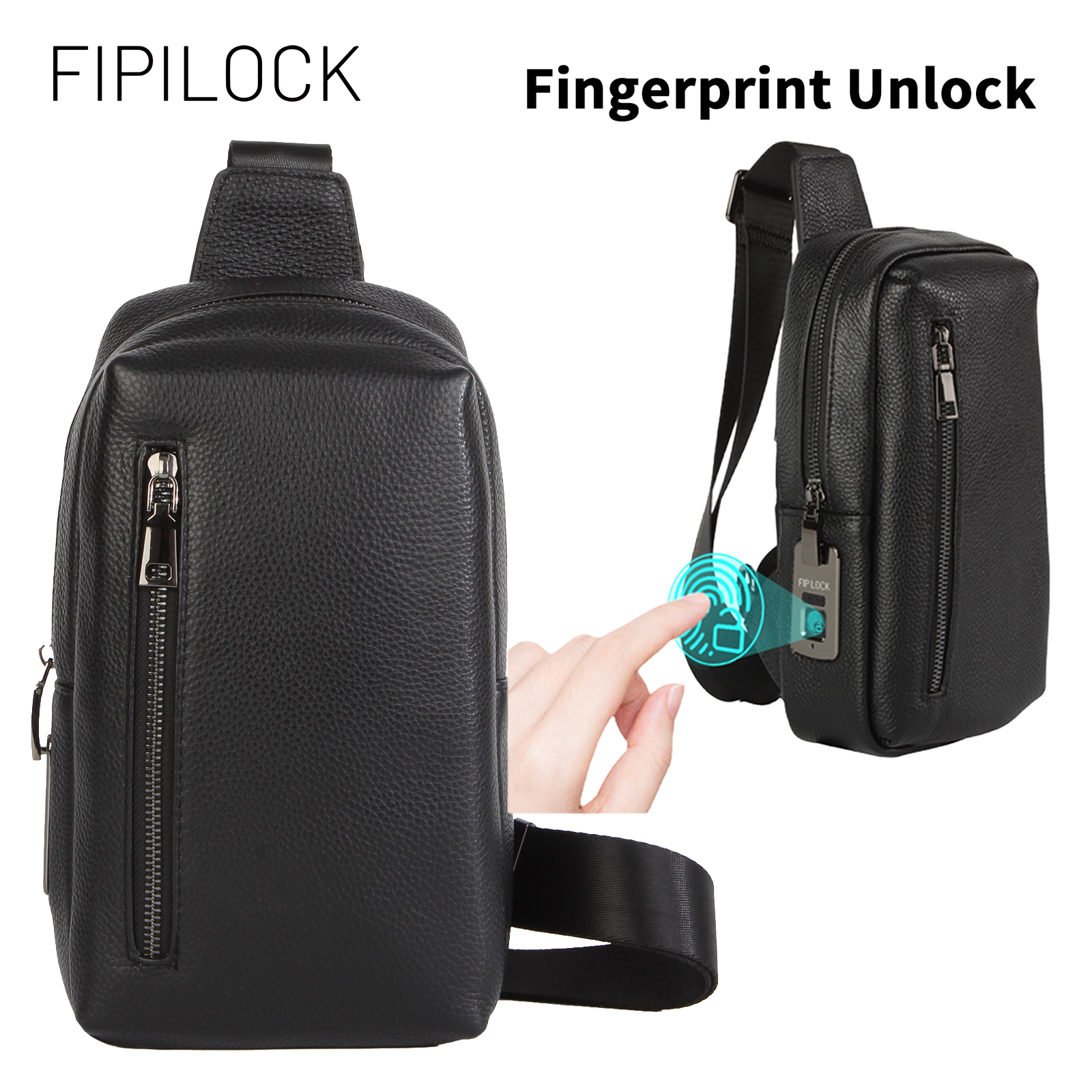 Bolso Bandolera para Hombre y Mujer con Desbloqueo Inteligente por Huella Dactilar, Adecuado para Viajes de Negocios y Trabajo, Bolso Cruzado de Color Sólido.