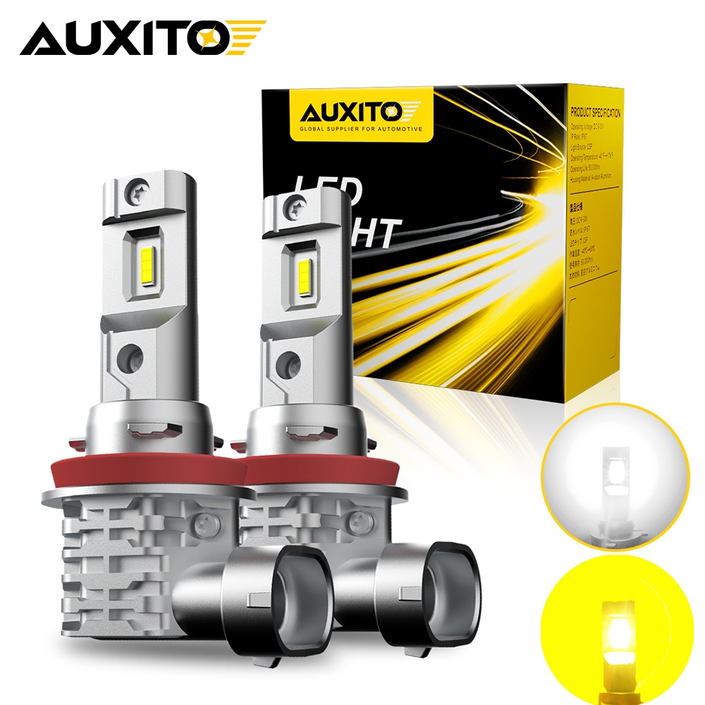 AUXITO-luces LED antiniebla para coche, lámpara de conducción diurna para Toyota VW, 2 piezas, 40W, CANBUS H8 H11, Amarillo Blanco H10 HB4 9006 HB3 9005 H16JP