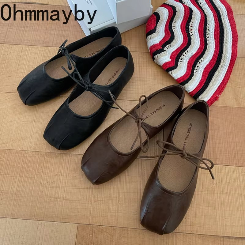 2026 Designer Lente Vrouwen Ballet Flats Casual Ondiepe Vlinder-Knoop Schoenen Zachte Zool Vrouwen Elegante Lederen Jurk Schoenen