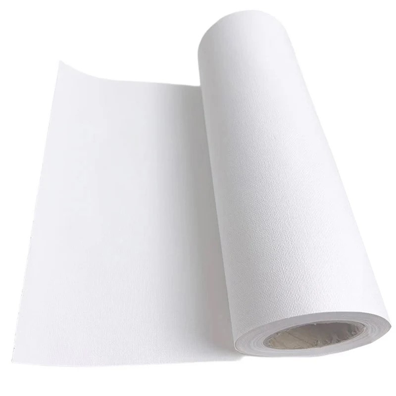 5 m/Rolle Baumwoll-Leinwandrolle, weißer Rohling, spezialisiert, geeignet für Ölgemälde, Acrylpigmente, 27,37,47,,57,67,77,87 cm breit, HB-02