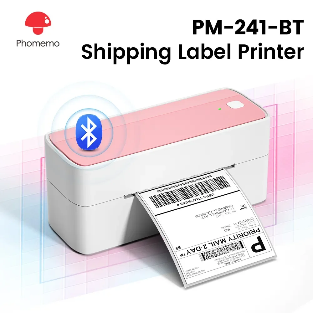 Phomemo 241 บลูทูธเครื่องพิมพ์ฉลากความร้อนไร้สายขนาดเล็กการจัดส่งเครื่องพิมพ์ฉลาก 4X6 ใช้งานร่วมกับ iPhone Android Mac Window