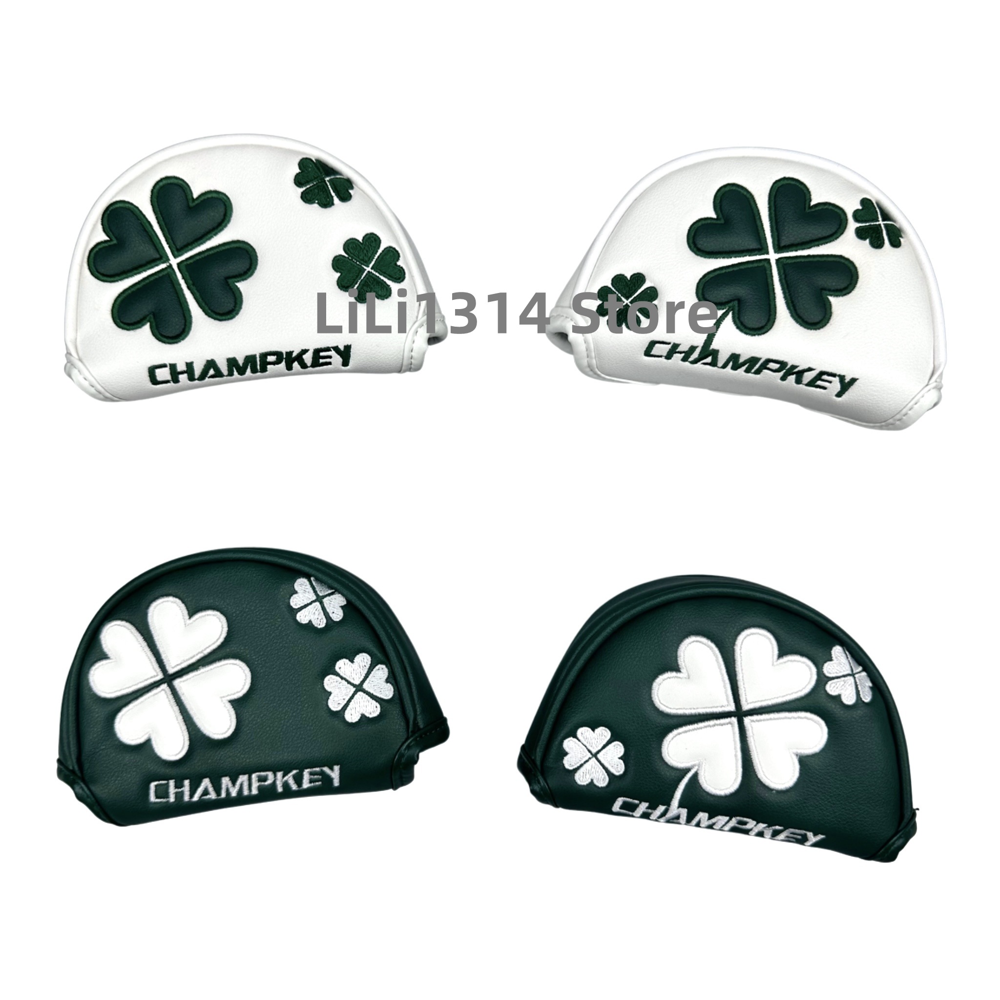 1 Máy Tính Golf Cỏ Ba Lá Cỏ Bốn Lá Hoa Văn Putter Bao Da PU Golf Giữa Vồ Putter Câu Lạc Bộ Trùm Đầu Có từ Tính Đóng Cửa