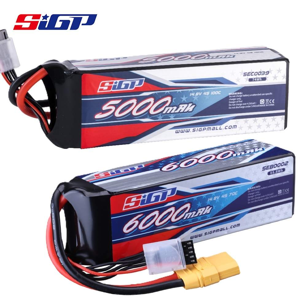 Akumulator Lipo SIGP 4S 5000mAh 6000mAh 14.8V 70C 100C z EC5 XT90 do samochodów RC, pojazdów, samolotów, dronów, FPV, wyścigów, hobby