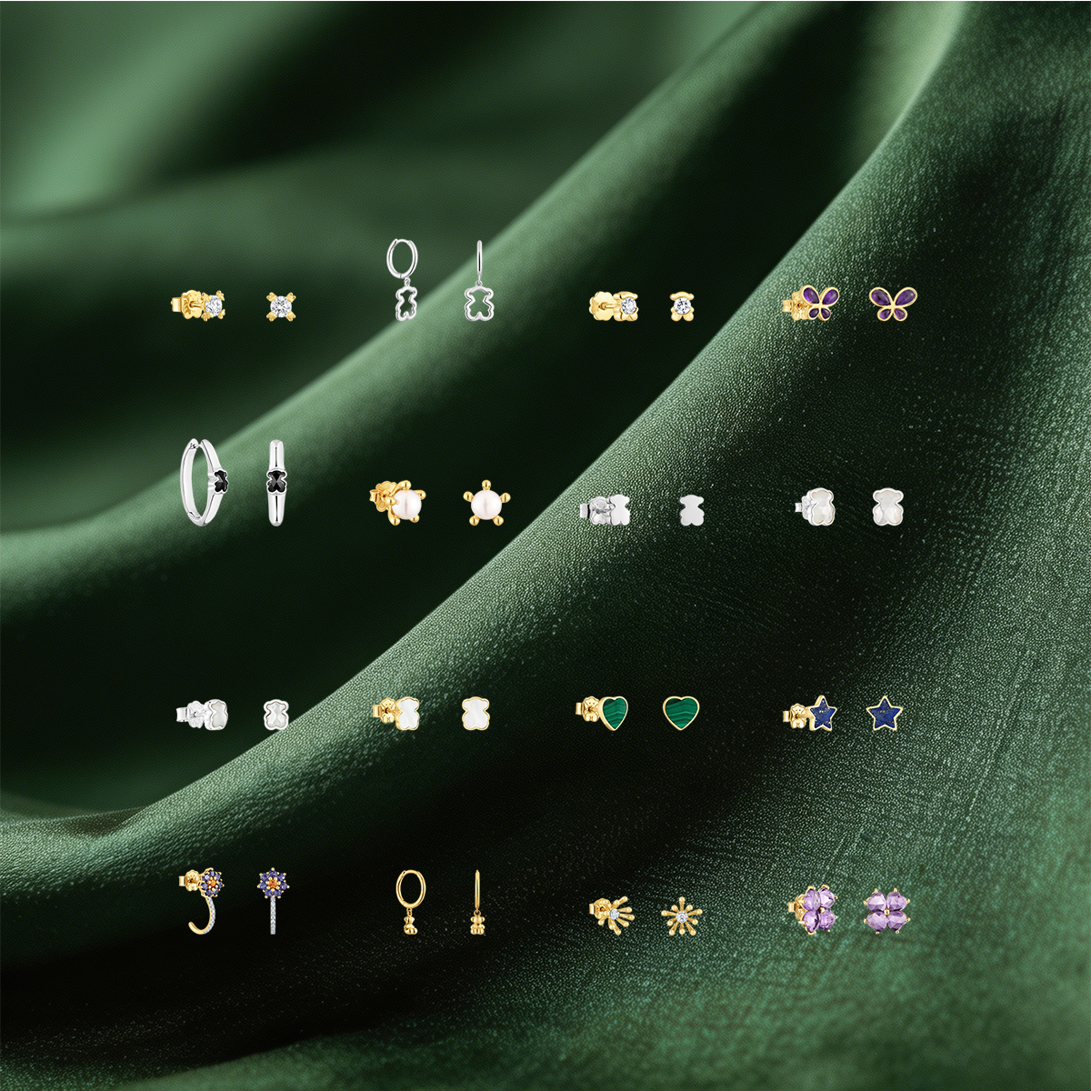 Aretes con figuras adorables para uso diario, aretes pequeños con forma de mariposa, estrella, corazón y flores, decoración encantadora para las orejas