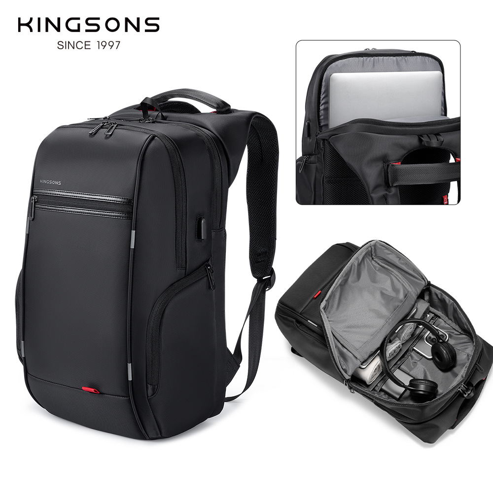 Kingsons Men Backpacks 15'' 17'' Laptop Backpack USB Charger Bag Anti-theft Backpack for Teenager Fashion Male Travel