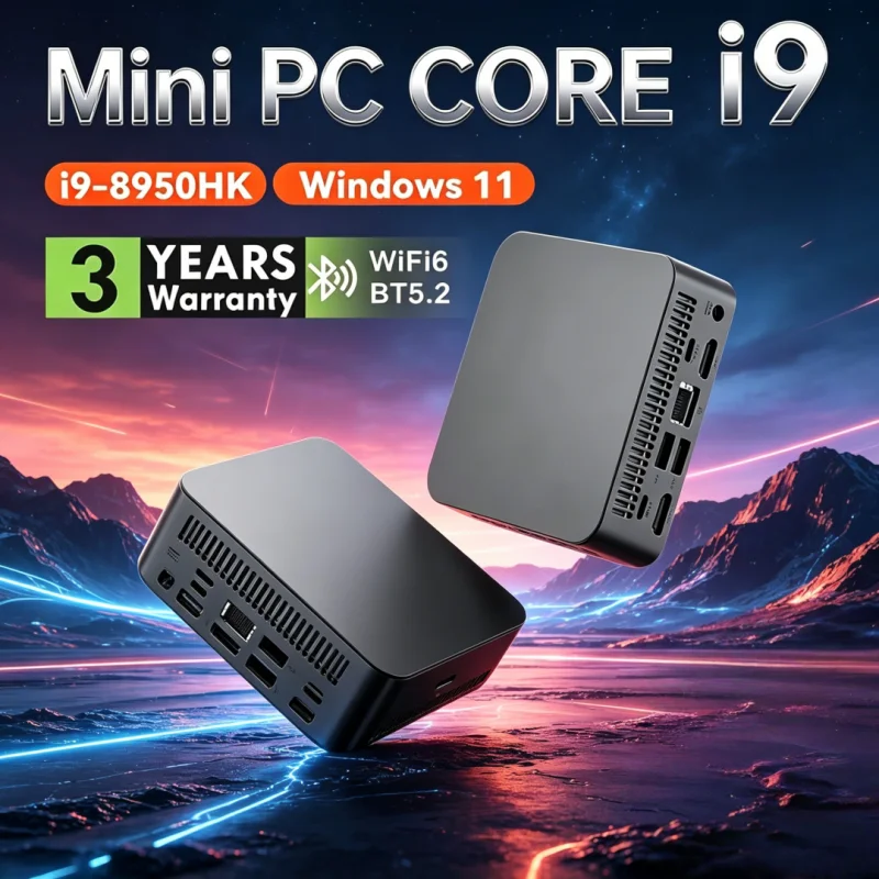 Premium Sleek MINI PC Windows 11 Pro Core I9 8950HK 32GB RAM 1TB 2TB SSD WIFI 6 BT5.2 4K HD Vogue Daily Gaming