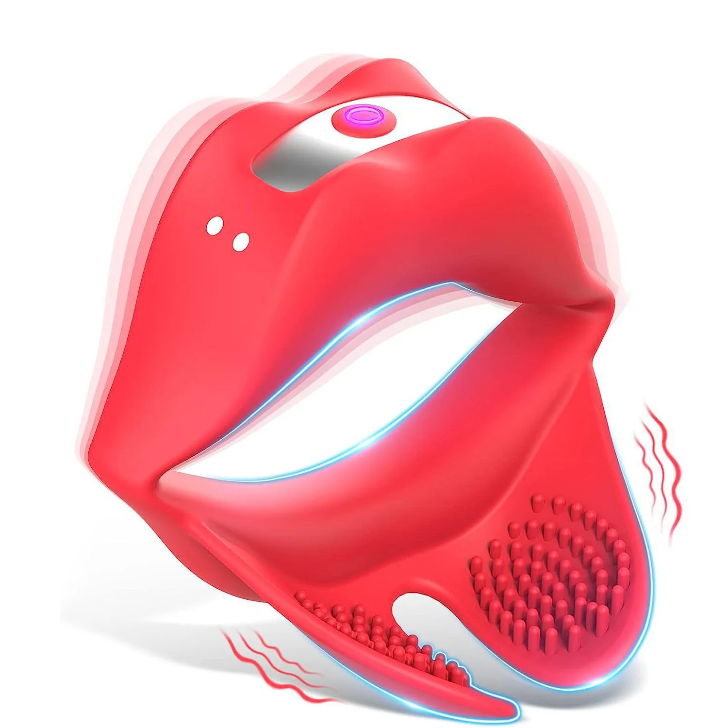 Cincin Penis Vibrator Pemijat Prostat dengan Desain Mulut, Cincin Penis Bergetar untuk Kenikmatannya, Mainan Seks untuk Pria dan Pasangan