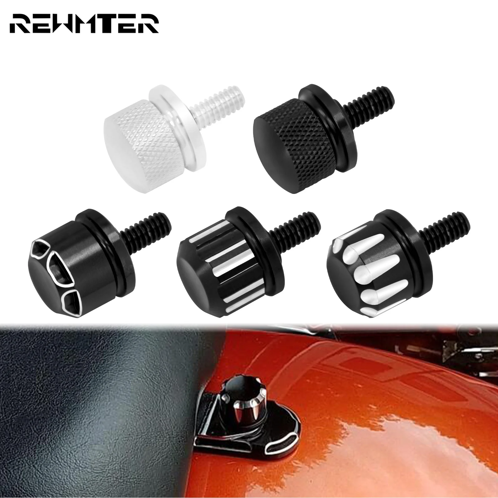 Parafuso do assento da motocicleta guia parafuso de montagem botão capa preto/cromado para harley touring dyna sportster xl wide glide softail road glide