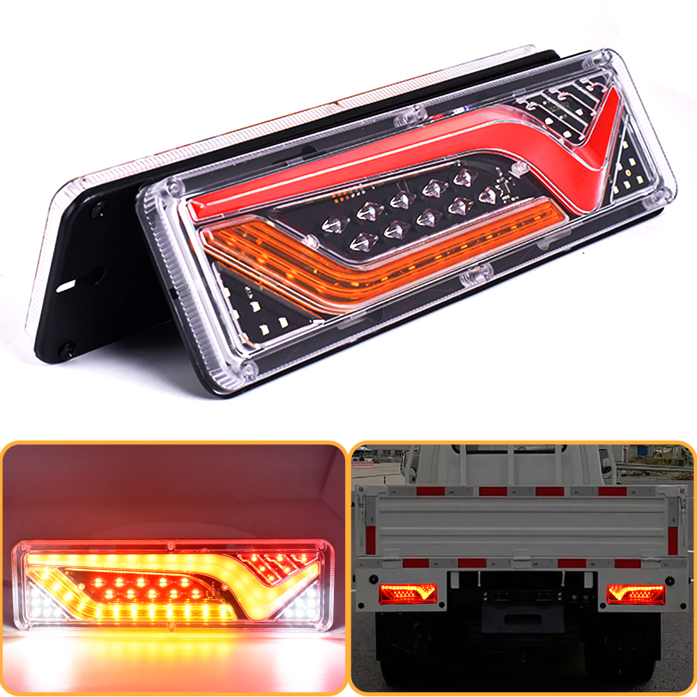Luci posteriori posteriori per coda di camion a LED luminose Luci di retromarcia multifunzione con segnale di svolta del flusso di arresto del freno per rimorchi di camion per auto