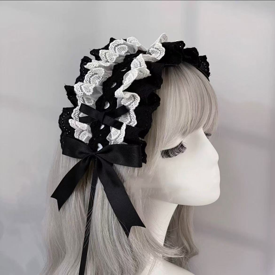 Hair bands Harajuku Doll Gothic Lolita Y2K girl hair band Sweet Punk bow Lace Ruffled Headband Hair Hoop