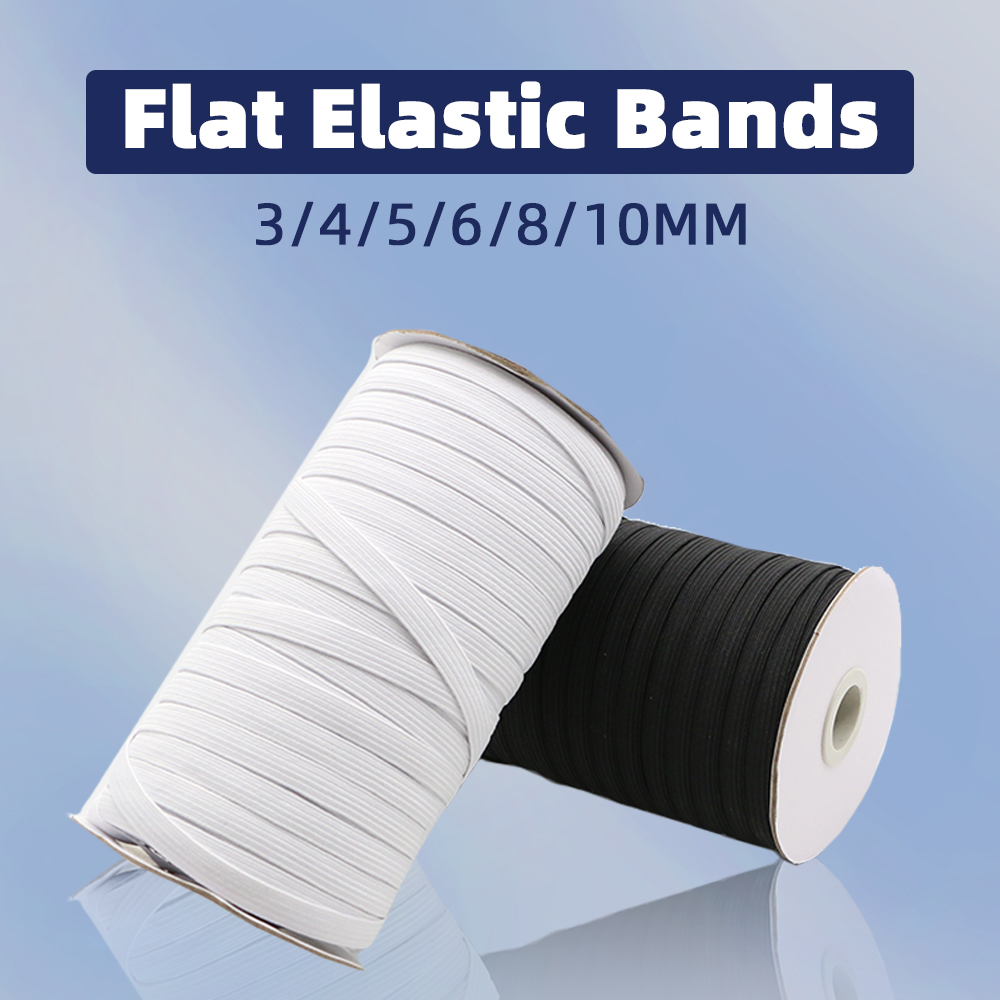 3/4/5/6/8/10 MM Weiß/schwarz Flache Gummibänder Elastisches Gummiband Hochzeit Kleidungsstück Gummiband für DIY Nähen Stretch Seil Zubehör