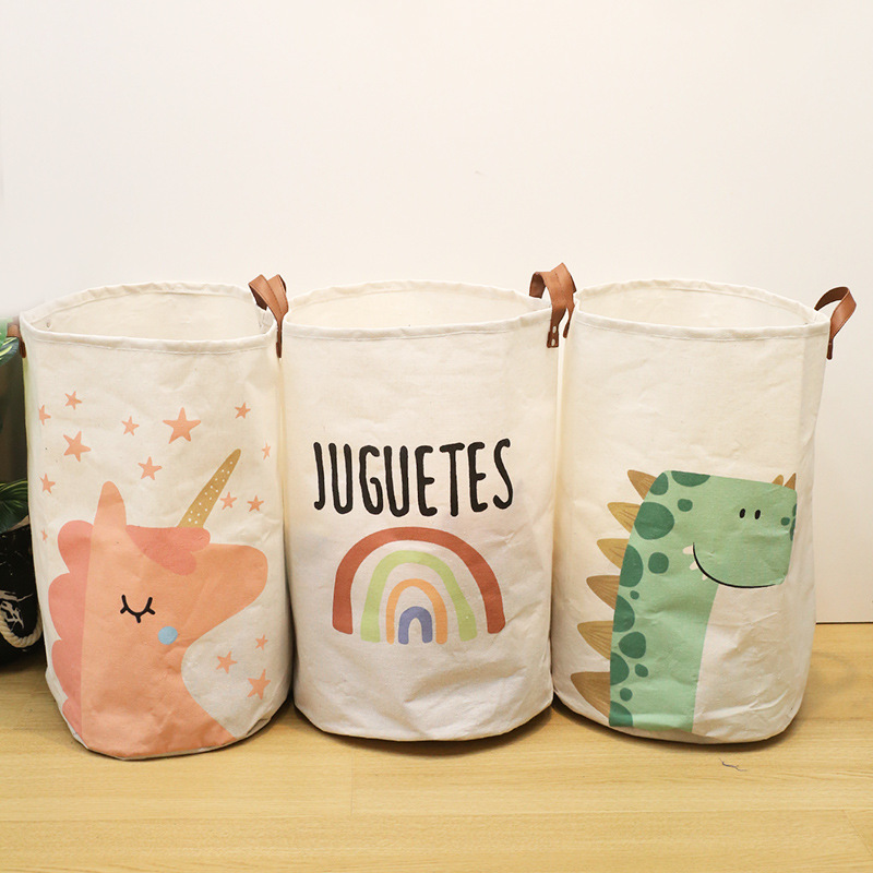 Grande capacidade itens do bebê cesta fralda caddy organizador dobrável dos desenhos animados impresso roupas sujas balde brinquedo cesta de armazenamento
