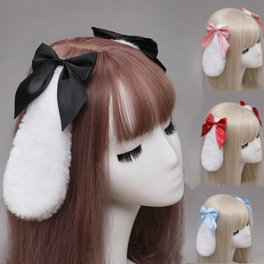 Kawaii Lolita Hasenohren Haarnadel Cosplay Anime Mädchen Kostüme Droppy Rabbit Haarspangen Niedliche Kopfbedeckung für Frauen Halloween tragen