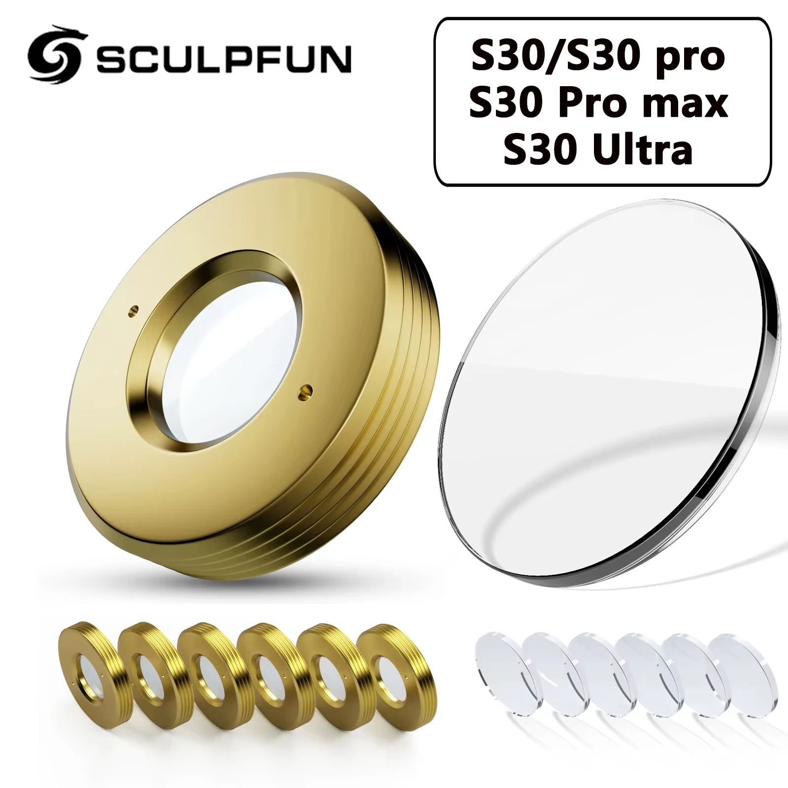SCULPFUN 6 шт. лазерная линза для S30/S30 Pro/S30 Pro Max/S30 Ultra 11 Вт 22 Вт 33 Вт лазерный гравер сменные линзы аксессуары