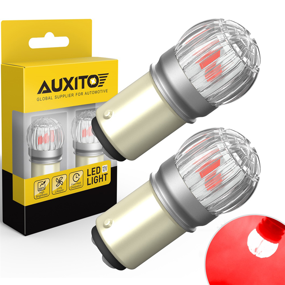 AUXITO 2X1157 LED สีแดง P21/5W BAY15D หลอดไฟ LED 12V 3030SMD DRL ตำแหน่งที่จอดรถเบรคไฟท้ายสำหรับ Renault Chevrolet Ford Dodge