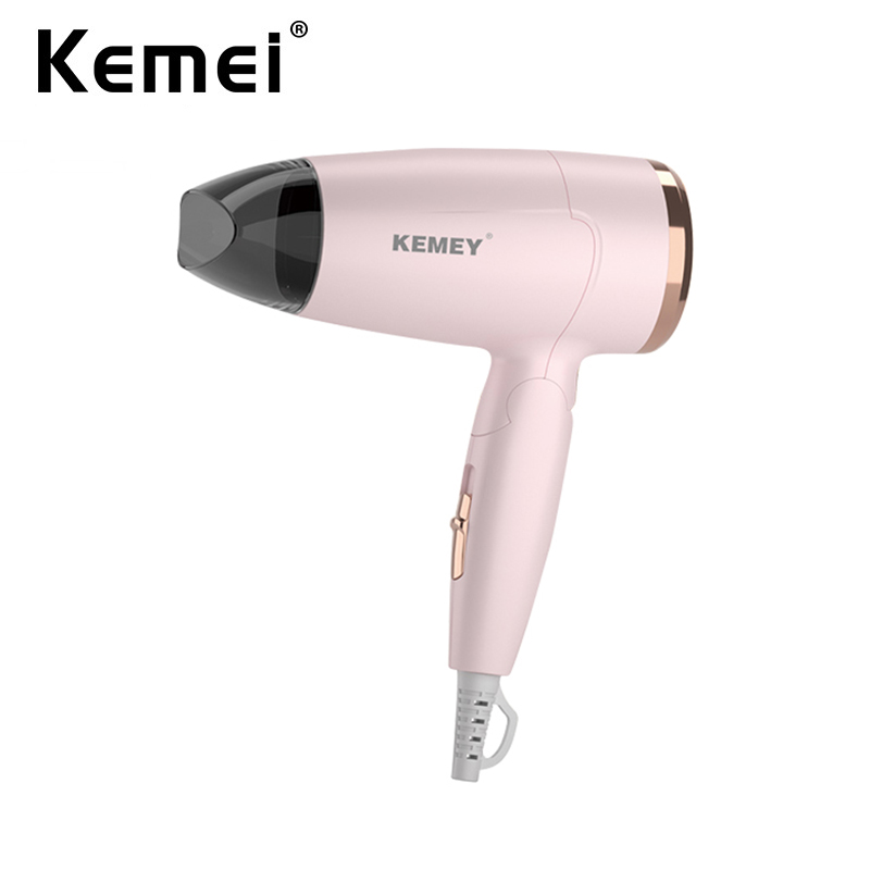 Kemei portátil alça compacto secador de cabelo dobrável baixo ruído ventilador vento quente longa vida para viagens ao ar livre 950w uso estudante