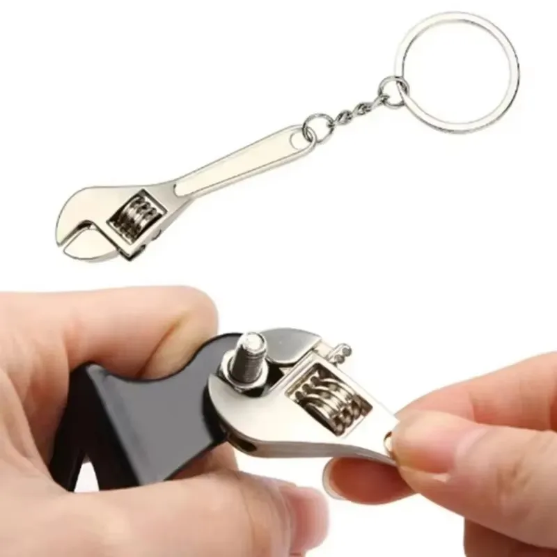 1 stuk creatief gereedschap verstelbare moersleutel sleutelhanger, metalen sleutelhanger voor mannen
