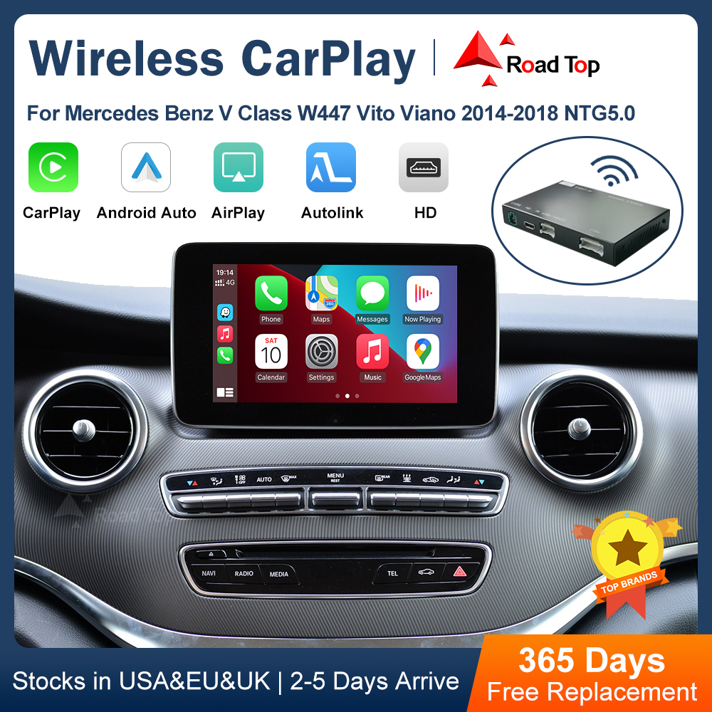 CarPlay inalámbrico para Mercedes Benz Clase V W447 2014-2018 Vito Viano NTG5.0 con enlace de interfaz Android Auto AirPlay Play