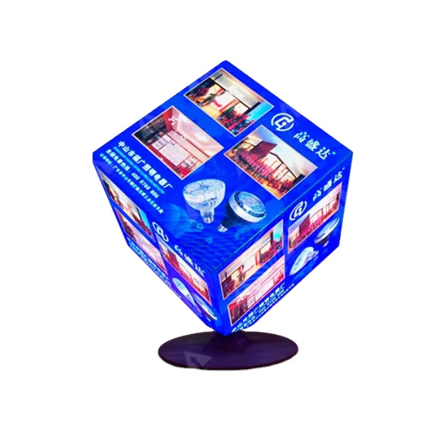 Pantalla LED personalizable a todo color, multifacética, para interiores y exteriores, en forma de cubo, para publicidad en letreros de tiendas.