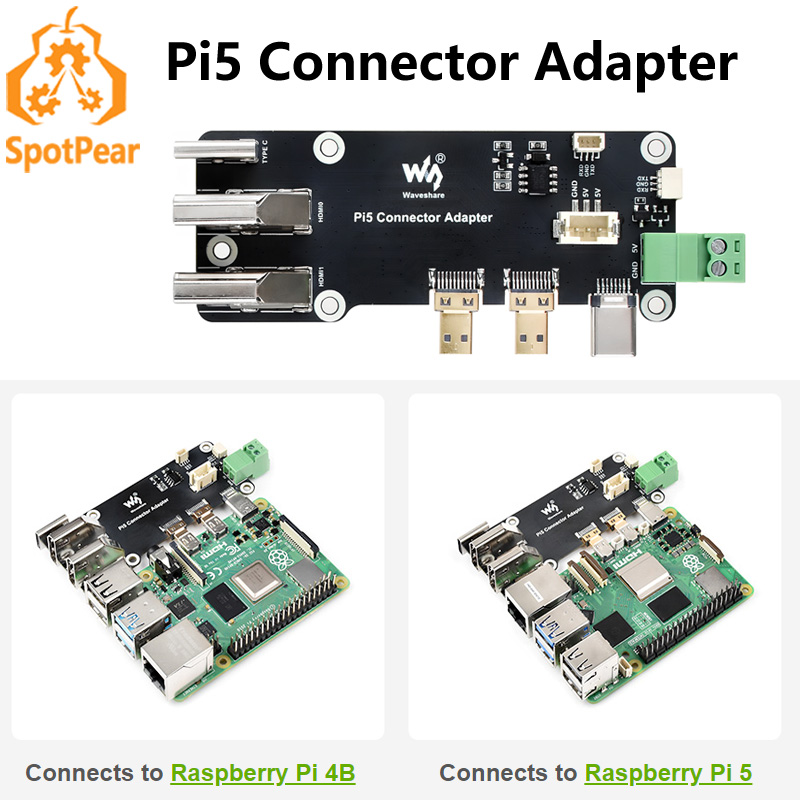 Адаптер Raspberry Pi 5/4B Micro HDMI к HDMI 4K, все порты к боковой адаптеру USB Pi, шляпа для PI5