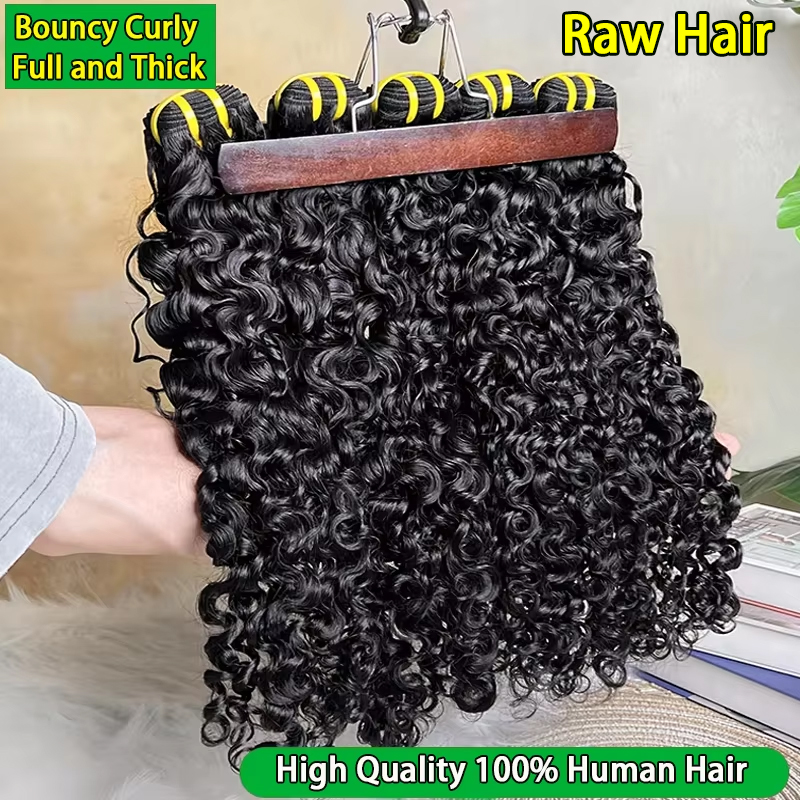 Cabelo Humano Cacheado Birmanês Não Processado, Pacote de Cabelo Humano Cru Vietnamita 100% Natural para Mulheres, Extensões de Cabelo Cacheado Volumoso Cor Natural # 1B