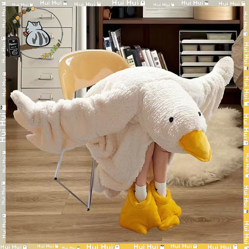 Novo engrossar coral velo com capuz robe grande ganso camisola engraçado ganso casal bonito dos desenhos animados pijamas cosplay pato roupas de casa
