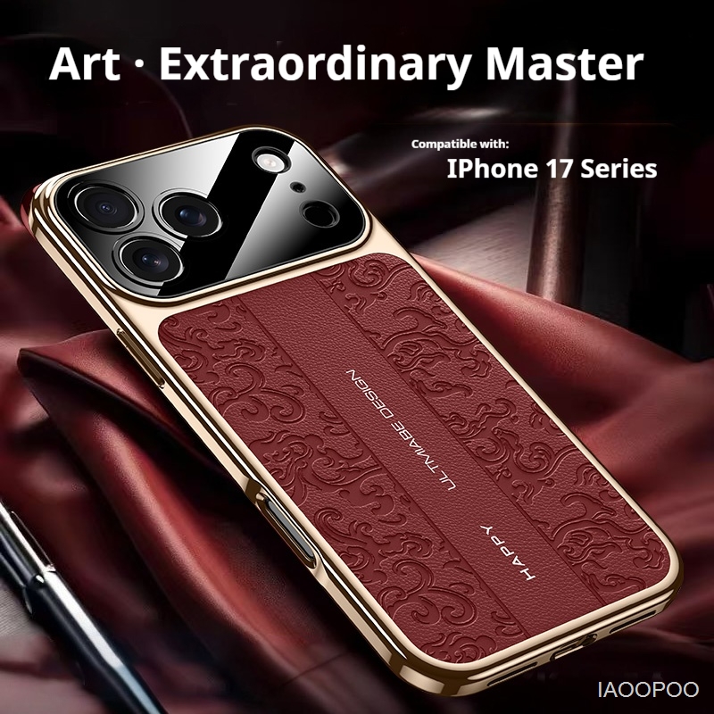 Luxe lederen achterkant gegalvaniseerde zachte TPU beschermhoes voor iPhone 17 pro Max Air iPhone 16 15 14 Pro Max