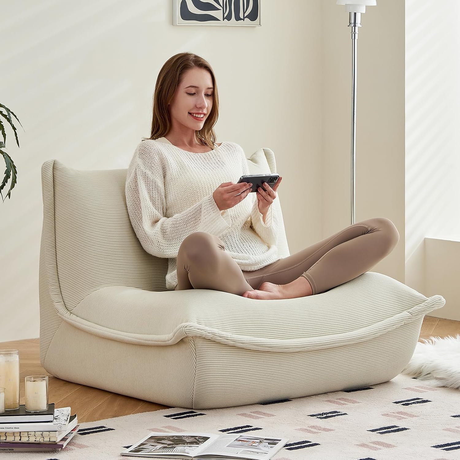 Großer Lazy Sofa Chair Fireside Bequemer Sitz für Erwachsene, sinkende Weichheit im Wohnzimmer und Schlafzimmer
