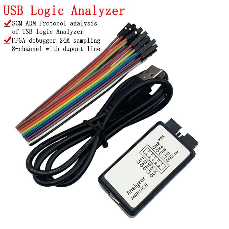 Analizador Lógico USB XCW de 24MHz y 8 Canales, 24M/segundos, Depurador para ARM FPGA, Analizador Lógico 24M 8CH 1-5PCS