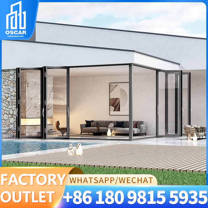 Porta deslizante de canto de design moderno da EBAHOUSE, porta de vidro com estrutura de alumínio, portas e janelas vitrificadas duplas para casa