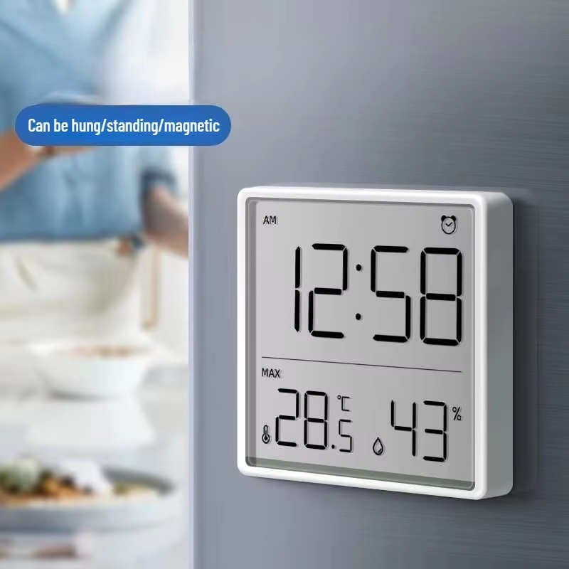 Nowy Wielofunkcyjny Termometr Higrometr Automatyczny Elektroniczny Monitor Temperatury i Wilgotności Zegar Termometr Domowy Narzędzia