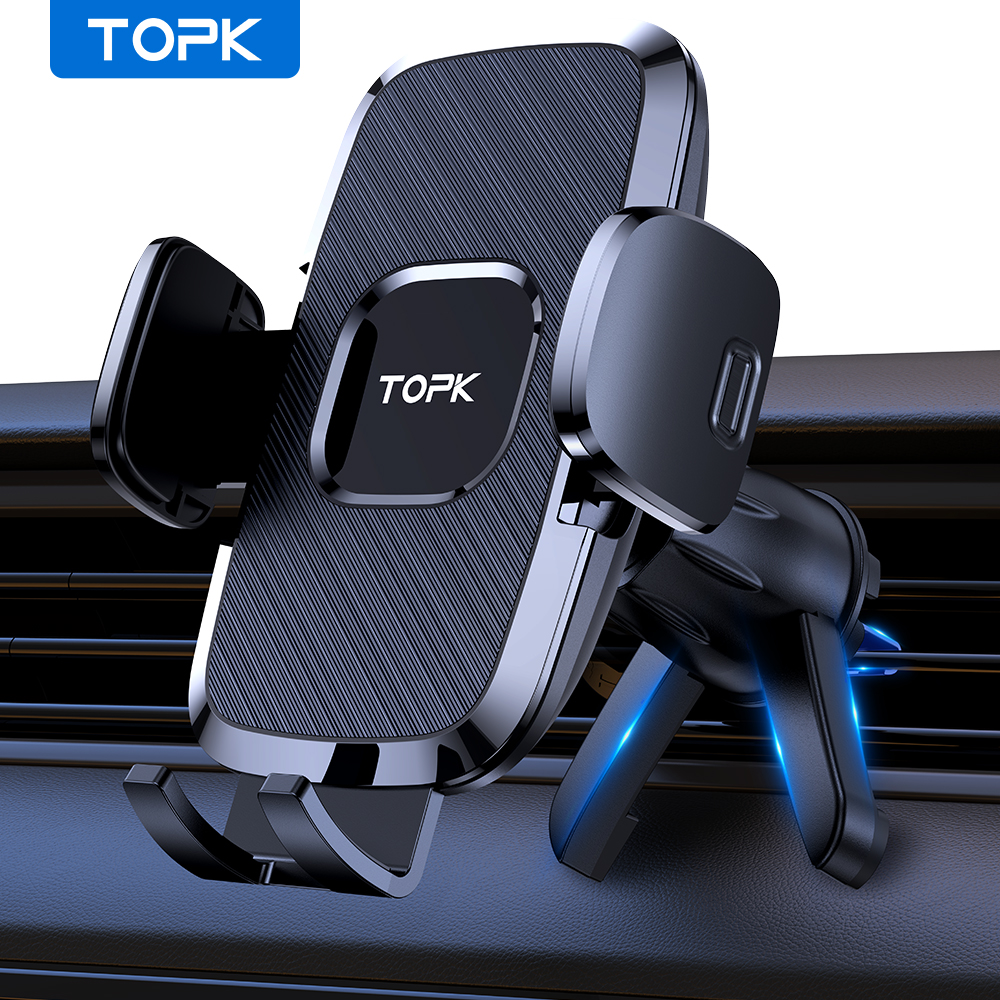 TOPKผู้ถือโทรศัพท์รถยนต์Air Ventรถโทรศัพท์MountอัพเกรดHookคลิปแรงโน้มถ่วง,อลูมิเนียมรถCradleสําหรับiPhone 15 14 13 12 11 Pro Max