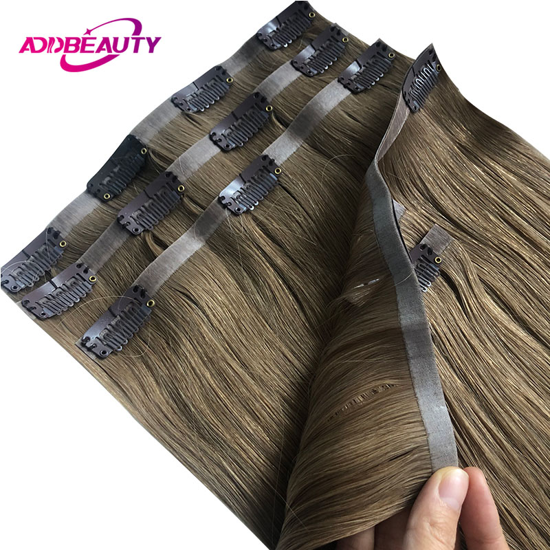 Clipes retos do plutônio de 6 pces em extensões do cabelo humano addbeauty extensões do cabelo humano virgem clipe em extensões do cabelo virgem natural