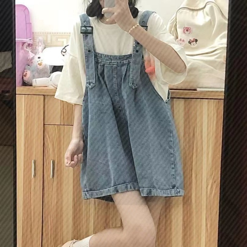 Śliczne dżinsy damskie z wysokim stanem luźne szorty na lato niebieskie spodnie jeansowe Kawaii Y2k Vintage szorty Harajuku nowość