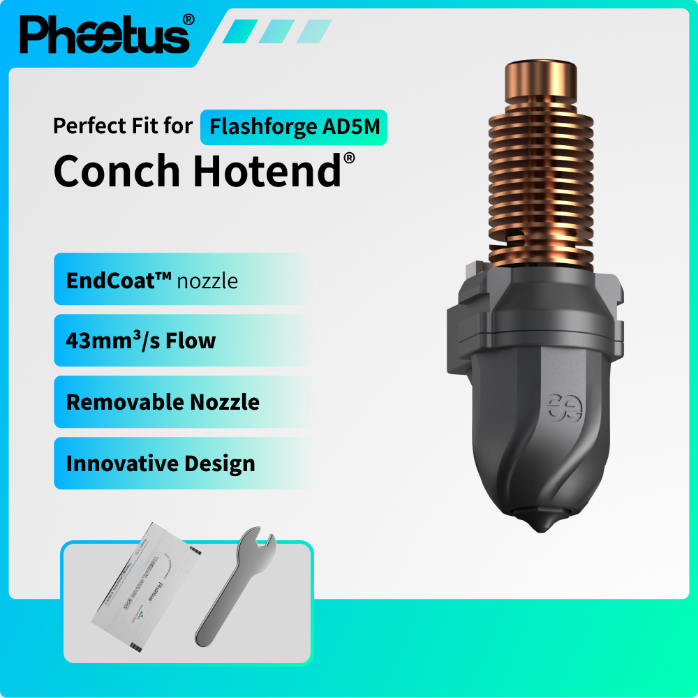Phaetus Conch Hotend Cocok Untuk Fashforge Adventurer 5M Pro dengan Nozzle V6 yang Dapat Dilepas, Upgrade Hotend Untuk Printer 3D Flashforge