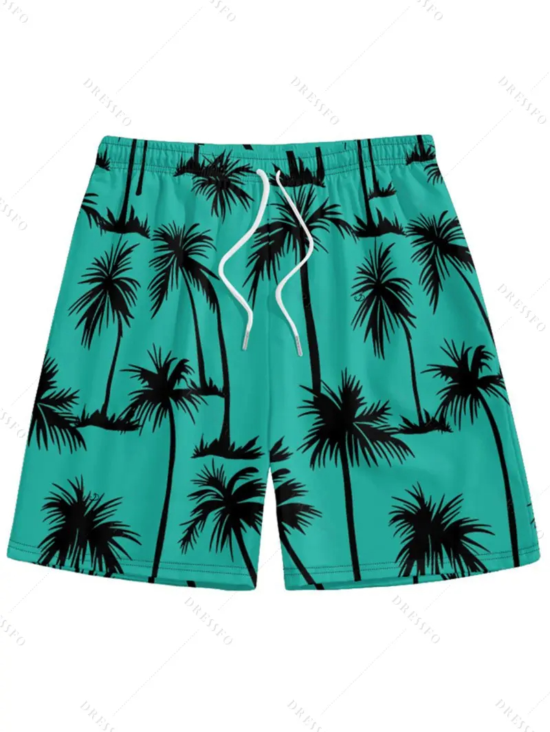 Herren Hawaii-Shorts mit 3D-Palmenmuster, Schnelltrocknende Outdoor-Freizeitshorts, Modische Herrenshorts
