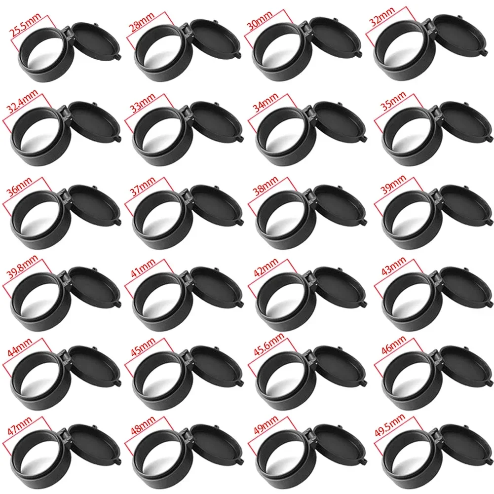 Cubierta de lente de alcance transparente de 25,5mm-65mm, tapa de protección de resorte rápida abatible hacia arriba, tapa de objetivo para accesorios de caza