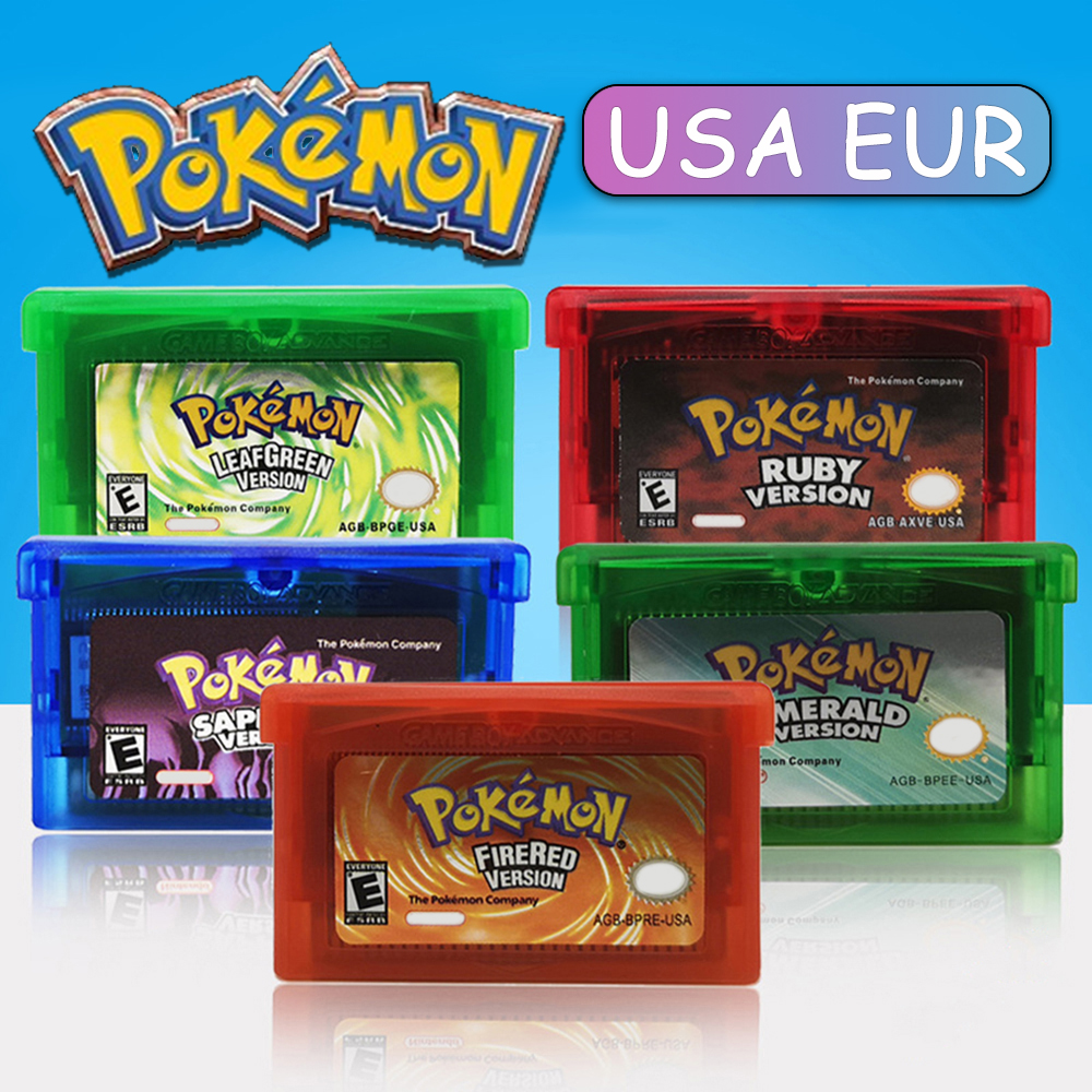 GBA-Spiel Pokemon-Serie 32-Bit-Videospielkassette Konsolenkarte Pokemon Emerald Ruby FireRed LeafGreen Sapphire Mehrsprachig