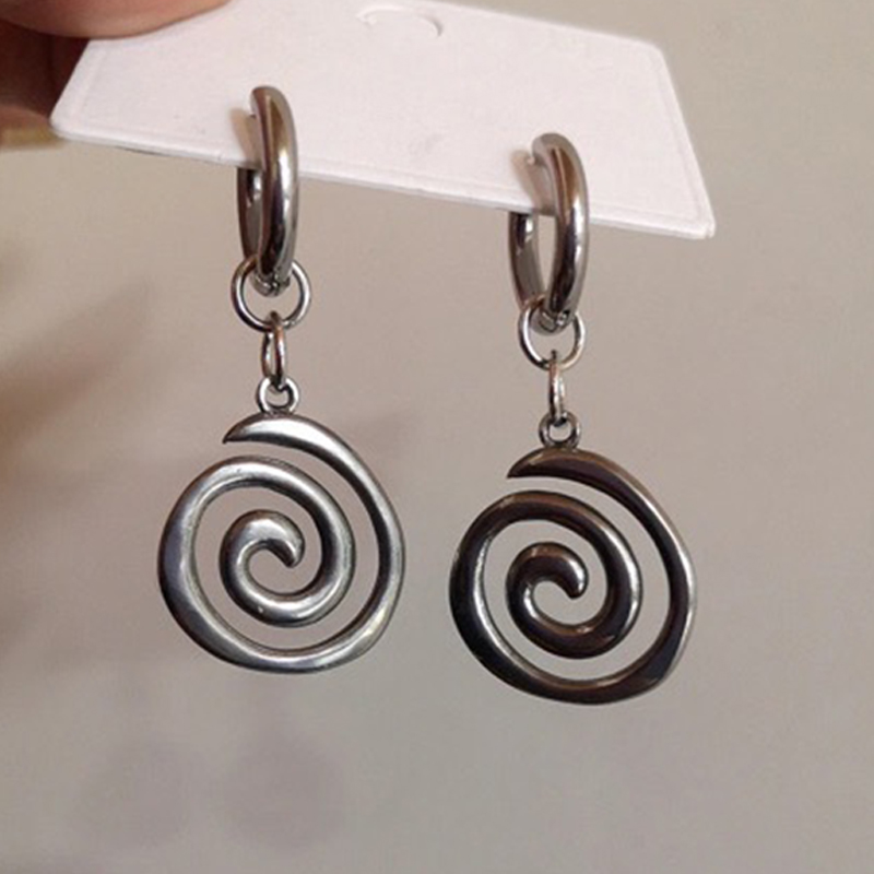 Gioielli Grunge Orecchini a spirale in acciaio inossidabile Orecchini a cerchio con ciondoli coreani fantastici per le donne Accessori moda gotici Punk carino