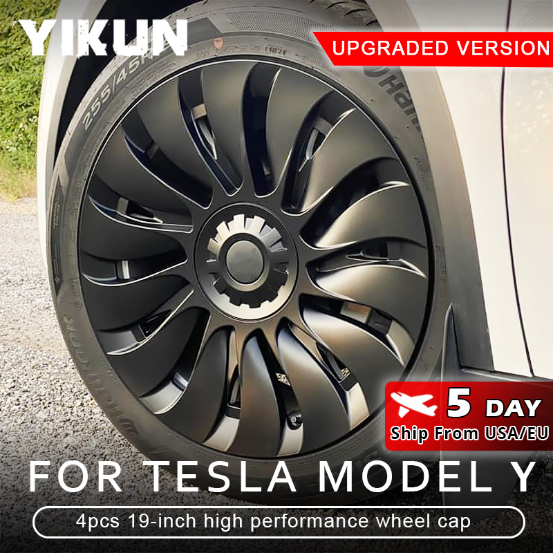 4 SZTUK Kołpak piasty do Tesla Model Y 19-calowy wydajny zamiennik samochodowy Kołpak piasty Pełna osłona felgi Akcesoria Kołpaki kół 2023 2024