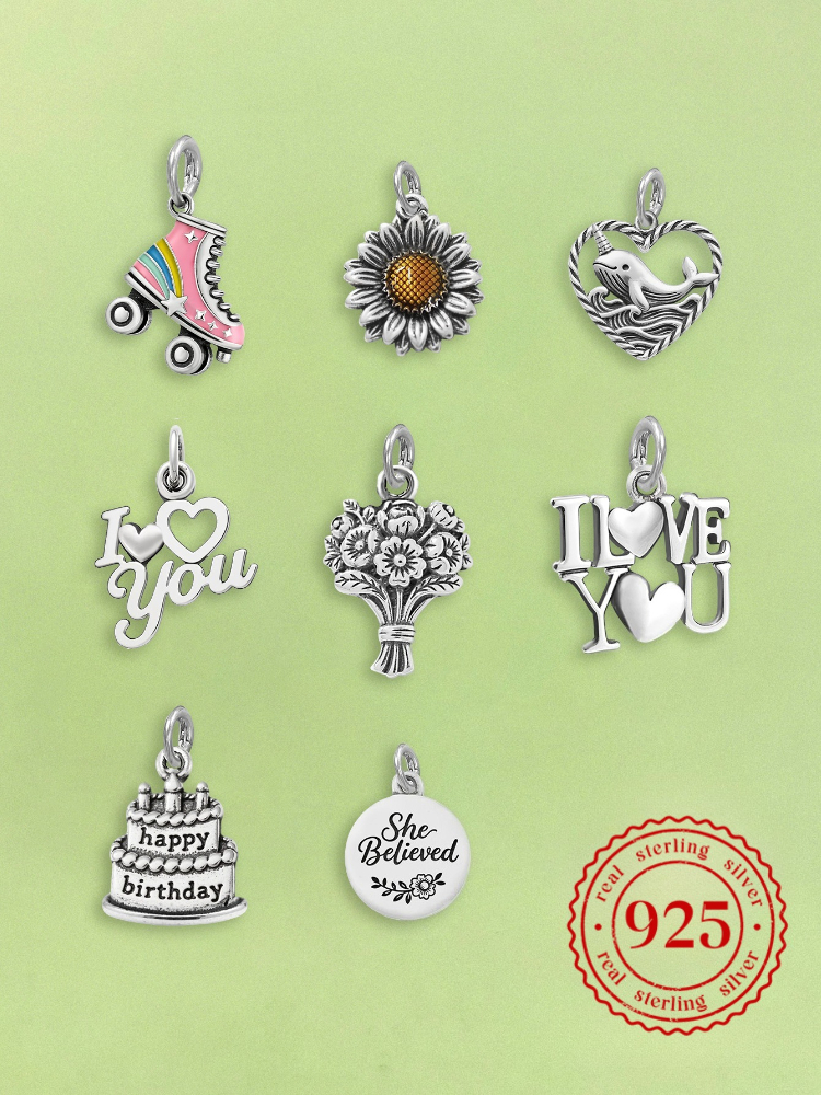 Pendentifs vintage réglables en argent sterling 925, breloques gâteau d'anniversaire, perles compatibles avec bracelet et collier originaux, bijoux DIY pour femmes