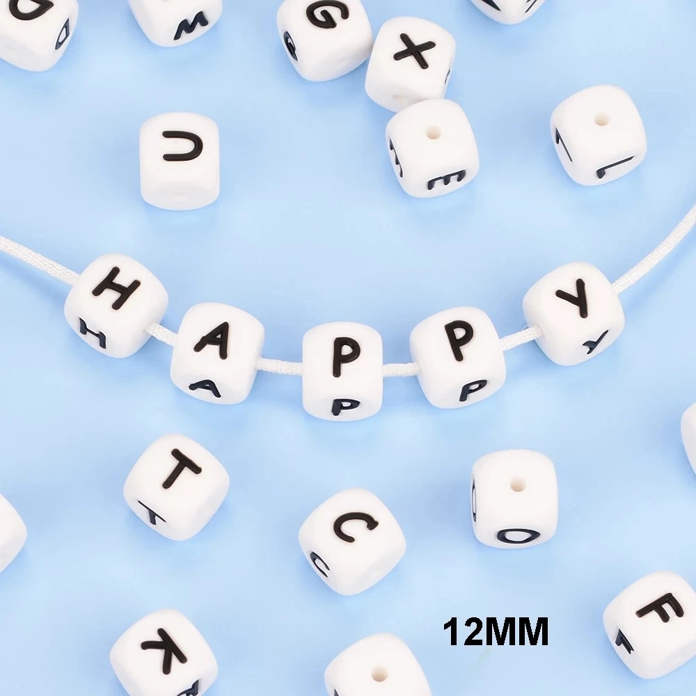 LOFCA 12mm 100 pz Silicone Food Grade Lettera Perline BPA-Free Allentato Alfabeto Per Il Nome Personalizzato Accessori Gioielli FAI DA TE