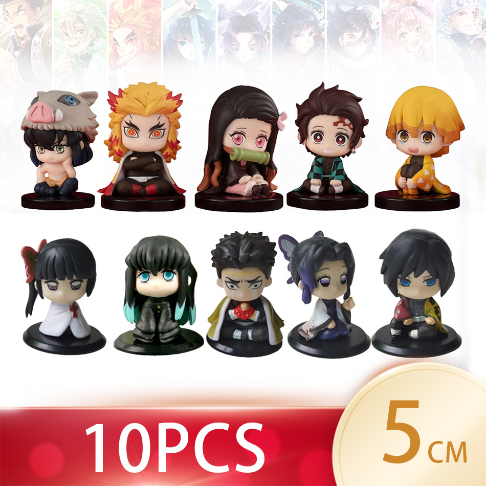 5 สไตล์/ชุดรุ่น Q Demon Slayer นั่งตุ๊กตาผี Tanjiro Nidouzi Inosuke Zenizu รูป Action Figure ภาพยนตร์รุ่นของเล่นตุ๊กตา