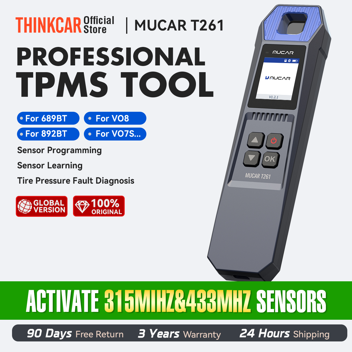 เครื่องมือวินิจฉัยแรงดันลมยางรถยนต์ MUCAR T261 อุปกรณ์ตั้งโปรแกรมเซ็นเซอร์ TPMS สำหรับรถยนต์ ตัวกระตุ้นการเรียนรู้การตั้งค่า สำหรับเครื่องสแกน MUCAR 892BT 689BT