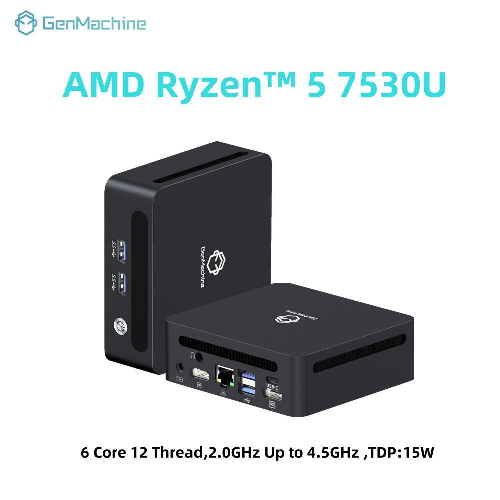GenMachine AMD Ryzen 5 7530U Мини-ПК 4,5 ГГц 15 Вт 6 ядер 12 нитей Windows 11 DDR4 3200 МГц WIFI6 Мини-ПК игровой компьютер Ordenador