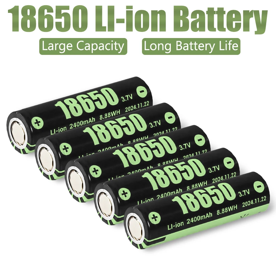 Batería de litio de alta capacidad, 3,7 V, 18650A, 2000mAh, recargable, para linterna, batería con regalo, Mini linterna de 9LED