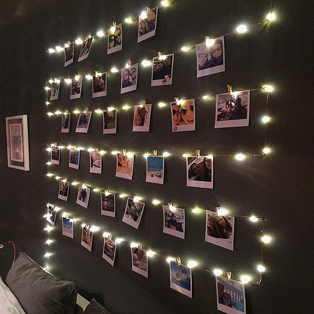 Guirlande lumineuse LED à Clip Photo, guirlande lumineuse alimentée par batterie USB/AA, pour chambre à coucher, noël, fête, mariage, décoration