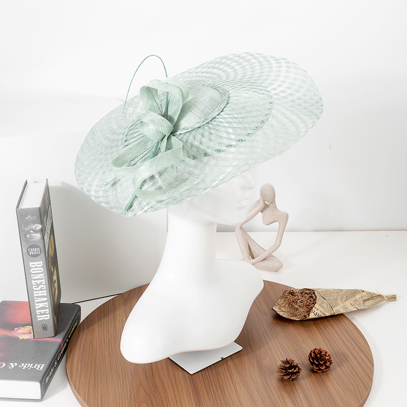 Topi Fascinator Wanita Sinamay Berkualitas Tinggi, Hiasan Kepala Pita untuk Pesta Koktail, Aksesoris Rambut Pengantin dengan Jepit Rambut, Bando