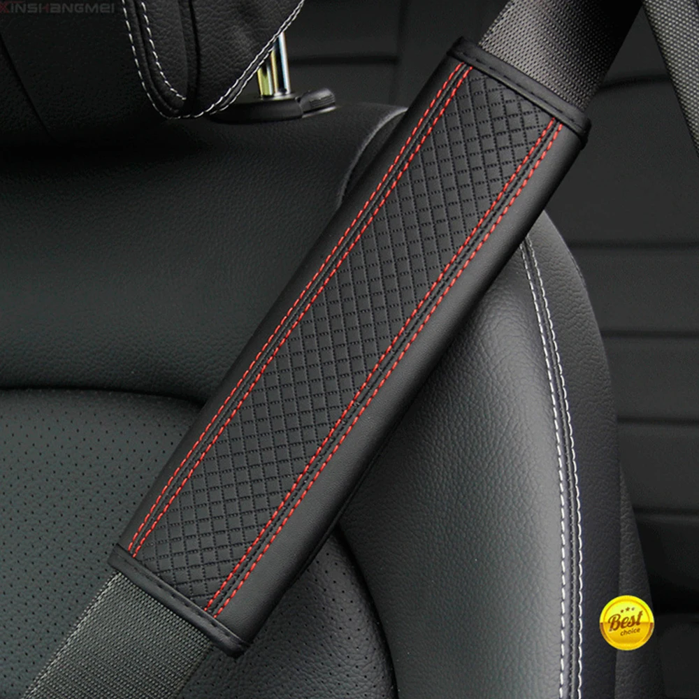 Car Seat Belt Pu Leather Safety Belt Shoulder Cover Breathable Protection Seat Belt Padding Pad Auto Interior Accessories