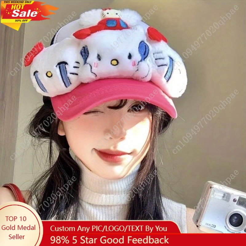 หมวกเบสบอลลายหน้าเฮลโล คิตตี้ ร้องไห้ ยืดหยุ่นได้ ระบายอากาศได้ดี ธีม Y2K สำหรับสวมใส่แบบ Snapback